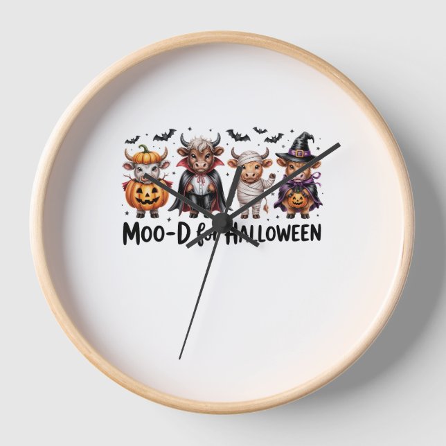 Horloge Halloween de la vache de Highland saison Éffrayant (Recto)