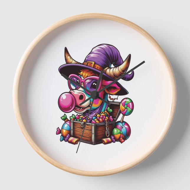 Horloge Halloween de la vache Rainbow Highland (Recto)