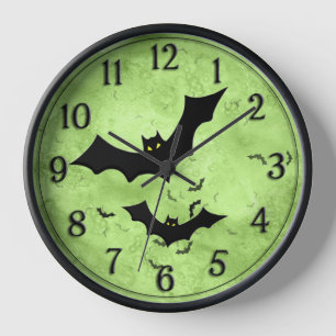 Horloge Halloween : Silhouettes de chauve-souris Grunge ve