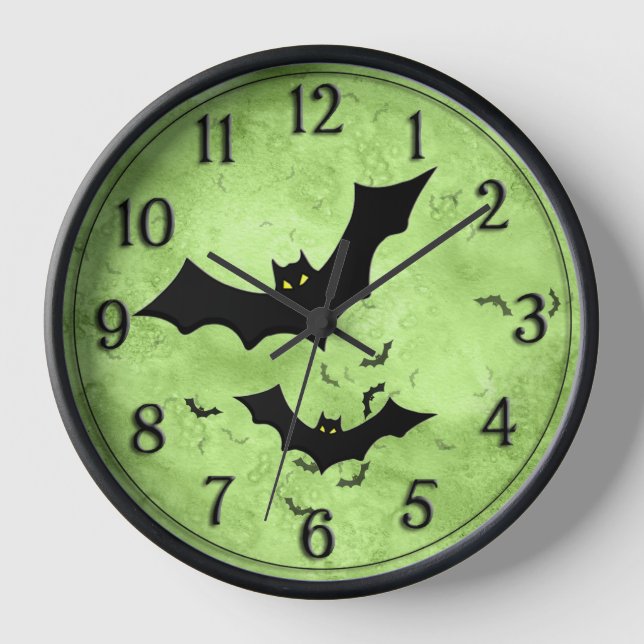 Horloge Halloween : Silhouettes de chauve-souris Grunge ve (Recto)