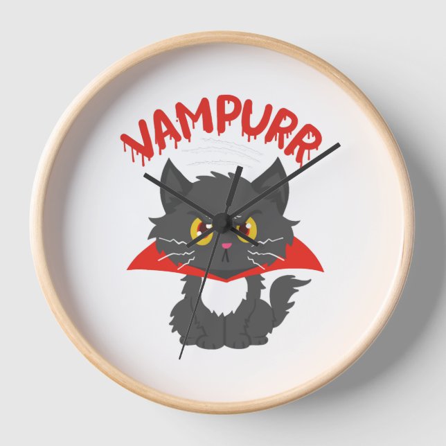 Horloge Halloween Vampire Cat (Recto)