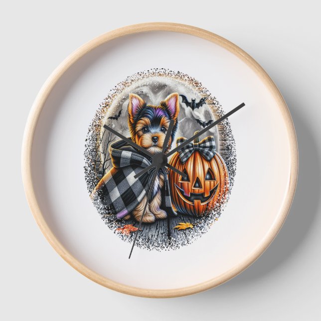 Horloge Halloween Yorkie Dog (Recto)