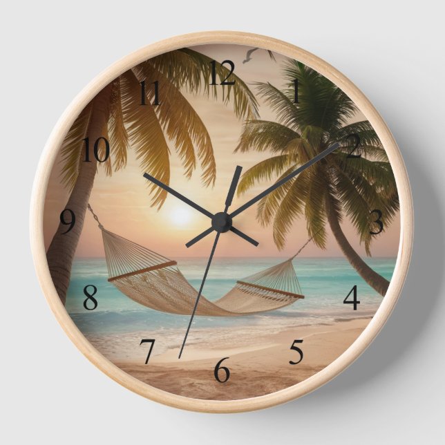 Horloge Hamac reposant sur une plage (Recto)