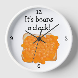 Horloge Haricots O'Clock fun food graphic Large Clock