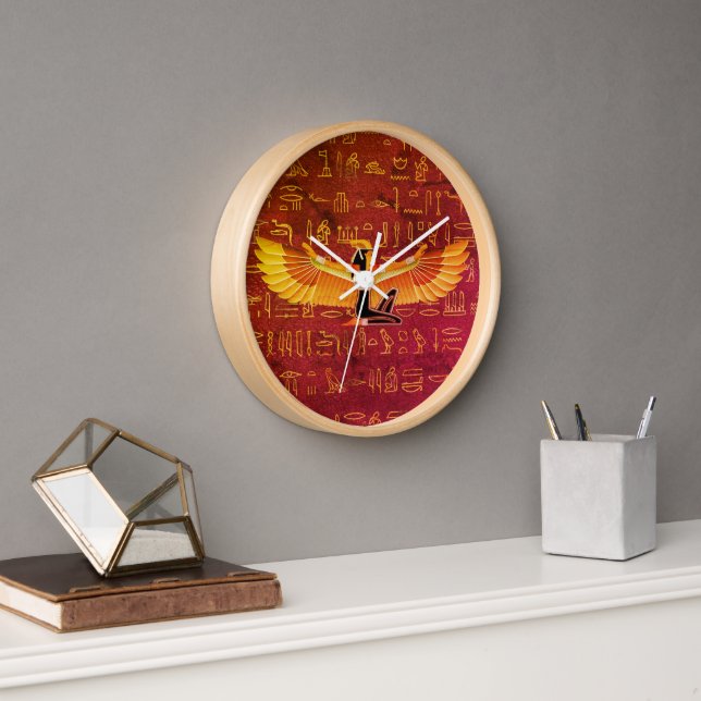 Horloge Héroglyphes de la princesse égyptienne d'Ambre brû (Bureau)