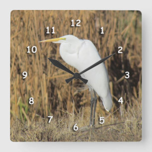 Horloge - Héron blanc
