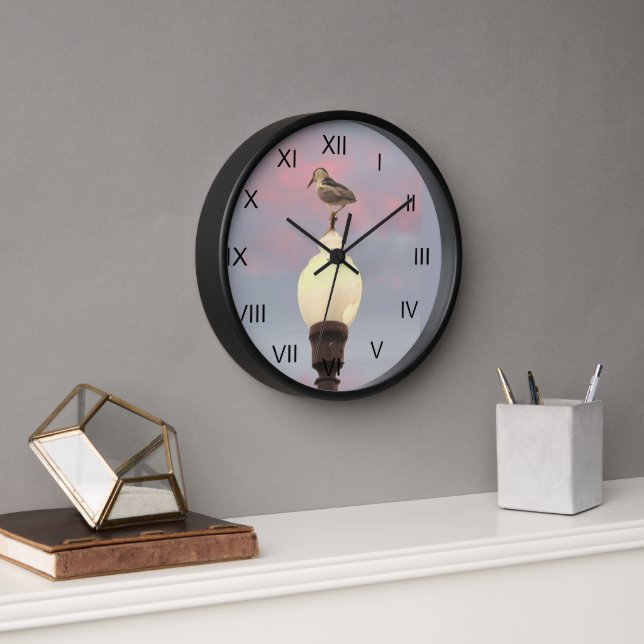 Horloge - Héron de nuit sur Lampe de rue (Bureau)
