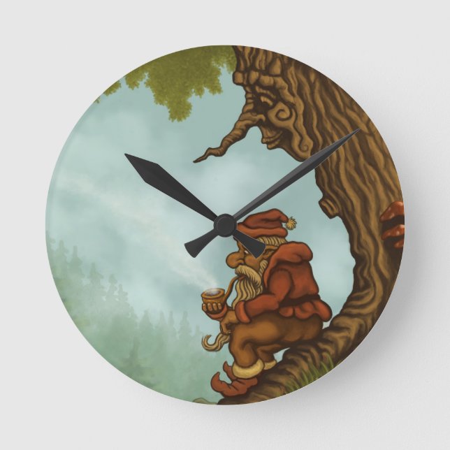 horloge heureuse d'imaginaire de gnome d'arbre (Recto)