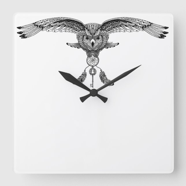 Horloge Hibou rêveur Square Wall Clock (Front)