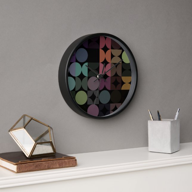 Horloge Hip Abstrait demi-cercles Fusion Art Motif (Bureau)