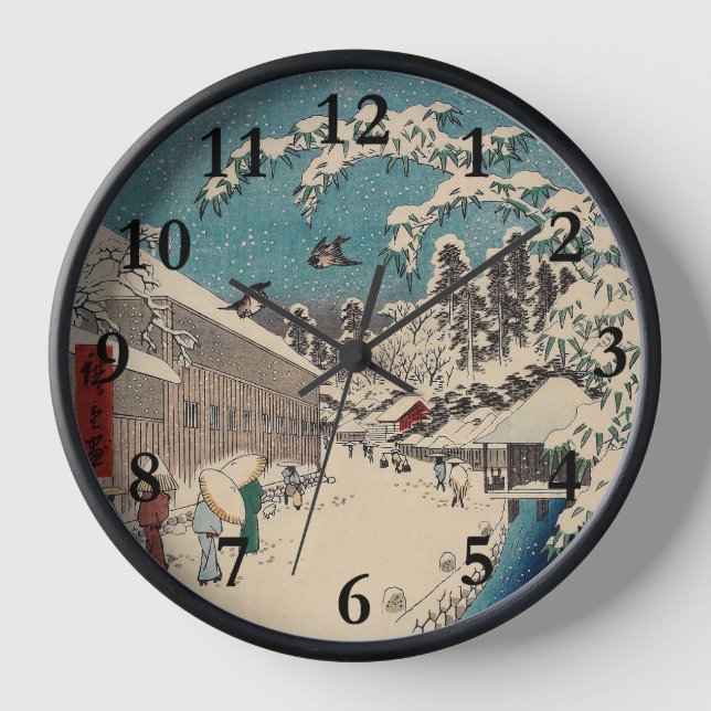 Horloge Hiroshige hiver paysage Japon pays (Recto)
