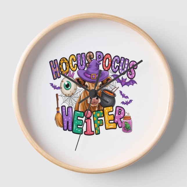 Horloge Hocus Pocus Heifer Vache d'Halloween (Recto)