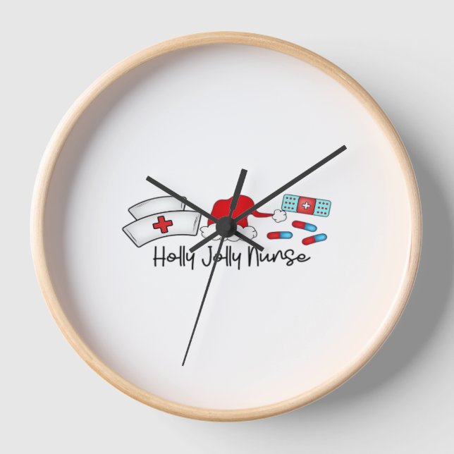 Horloge Holly Jolly Nurse, T-shirt classique d'Halloween (Recto)
