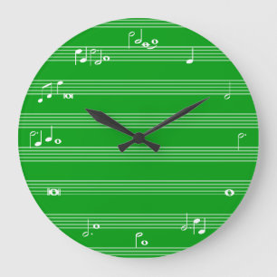Horloge horaire de notation musicale - Vert et bla