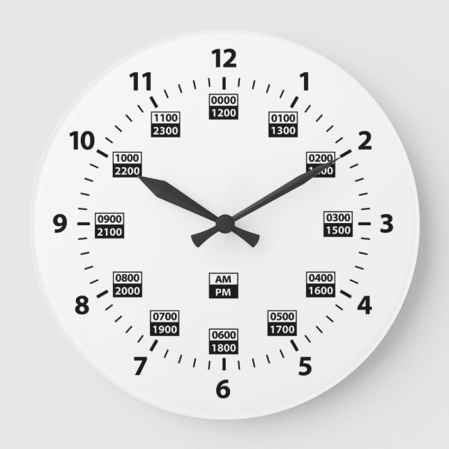 Horloge horaire de style militaire de 24 heures (Recto)