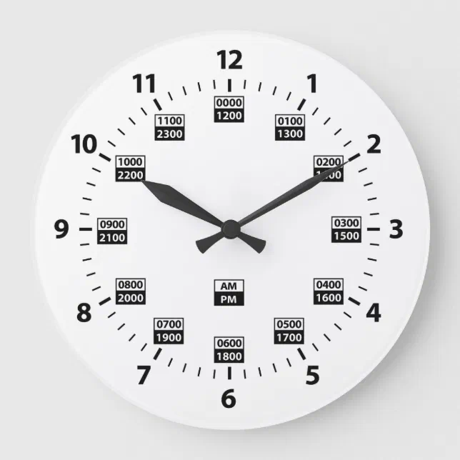 Horloge horaire de style militaire de 24 heures