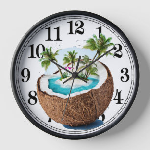 Horloge Horaires de plage de coco à Wall