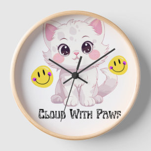 Horloge "Horloge murale chat mignon aux pattes nuageuses"