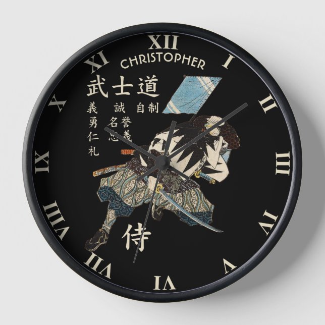 Horloge Huit Vertues Samurai Bushido Japonais (Recto)