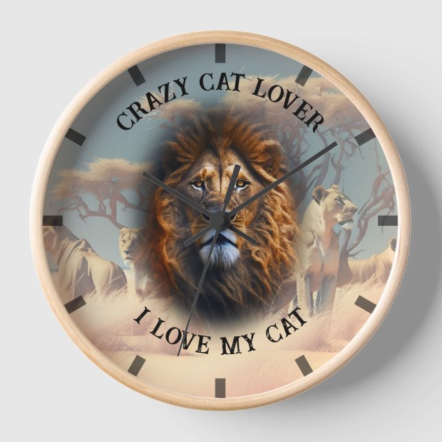 Horloge "I Love My Cat" Citation Amusante Custom Wall Horl (Recto)