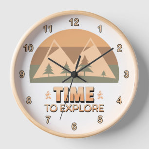 Horloge Il est temps d'explorer les montagnes Forêt Vintag