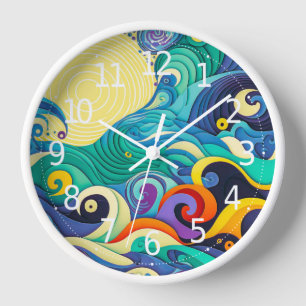 Horloge Illustration Abstraite de la ligne Sun Waves