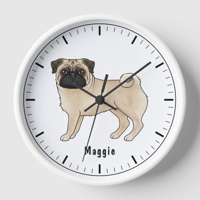 Horloge Illustration de dessin animé de chien de Carlin av (Recto)
