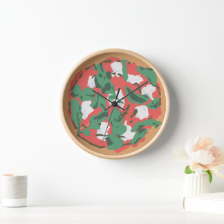 Horloge Illustration de l'art de la pizza Dessin mur de bo
