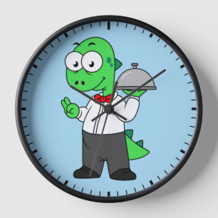 Horloge Illustration D'Un Gardien Alimentaire Tyrannosauru