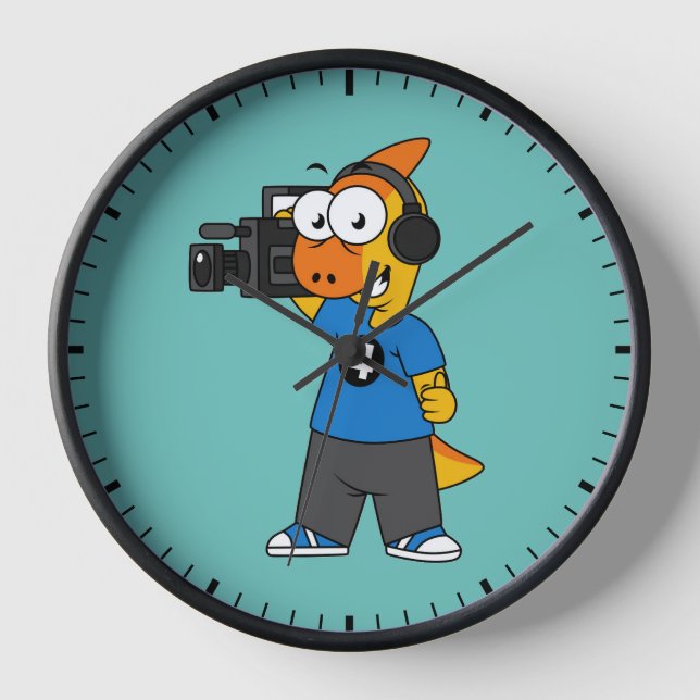 Horloge Illustration D'Un Opérateur De Caméra Parasaurolop (Recto)