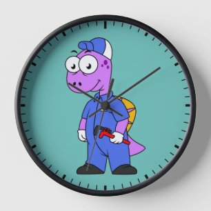 Horloge Illustration D'Un Plomber Spinosaurus.