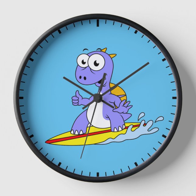 Horloge Illustration D'Un Spinosaure De Surf. (Recto)