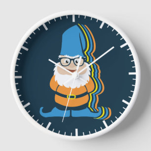 Horloge Illustration géniale de gnome de jardin de hippie