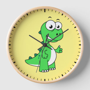Horloge Illustration Mignonne Du Tyrannosaurus Rex. 2