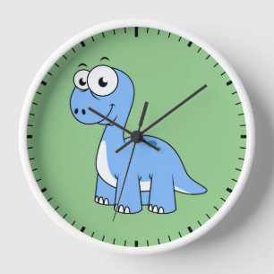 Horloge Illustration Mignonne D'Un Brontosaurus.