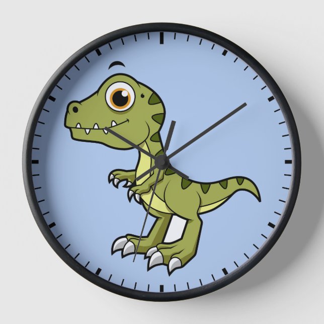 Horloge Illustration Mignonne D'Un Rex Tyrannosaurus. (Recto)