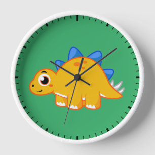 Horloge Illustration Mignonne D'Un Stegosaurus.
