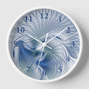 Horloge Imaginaire dynamique tons bleus Abstraits Art frac