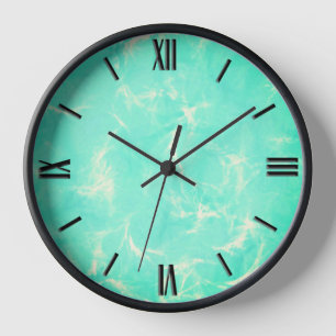 Horloge Impression de tourbillon de marbre en aqua doux et