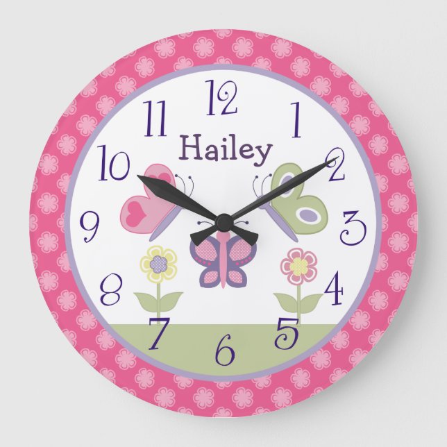 Horloge infirmière à papillon rose et pourpre pers (Recto)