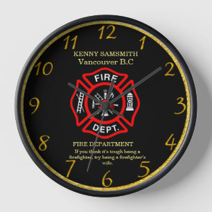 Horloge Insigne noir et rouge du pompier