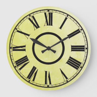 Horloge Jaune Patiné effet chiffres romains