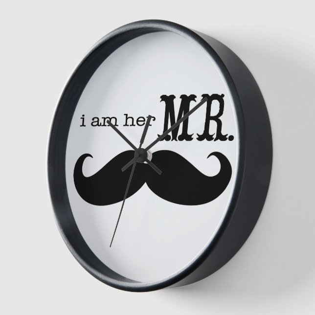 Horloge Je suis Son M. Mustache Grooms Cadeaux (Angle)
