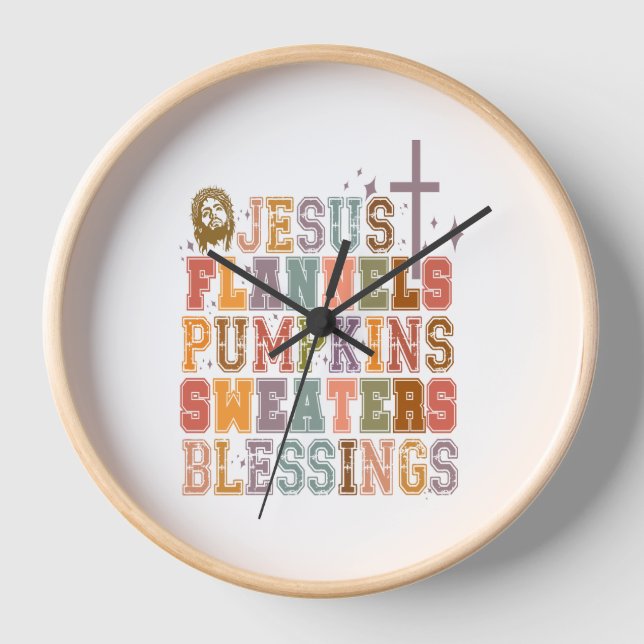 Horloge Jesus Flannels Chandails Citrouille Bénédiction (Recto)