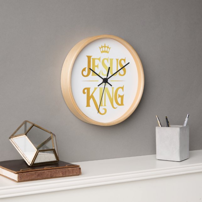 Horloge Jesus Is King Gold Crown Minimalist Wall Clock (Bureau)
