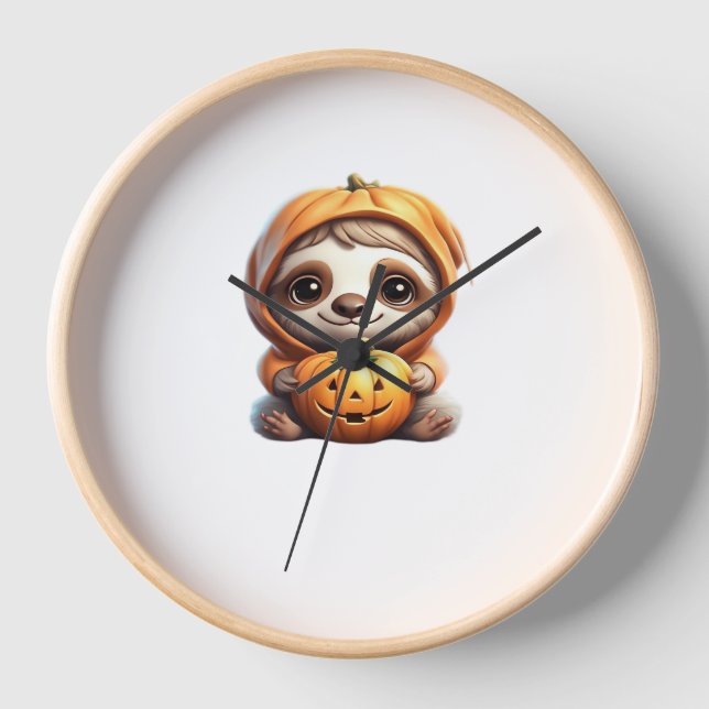 Horloge Joli fentes avec Citrouille Halloween Dessin Vecto (Recto)