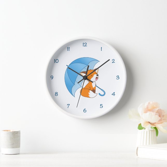 Horloge Joli Petit Renard dormant sous parapluie (Maison)