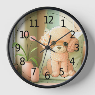 Horloge Joli Poodé Chien Chien Chien Chien Chiot Artwork