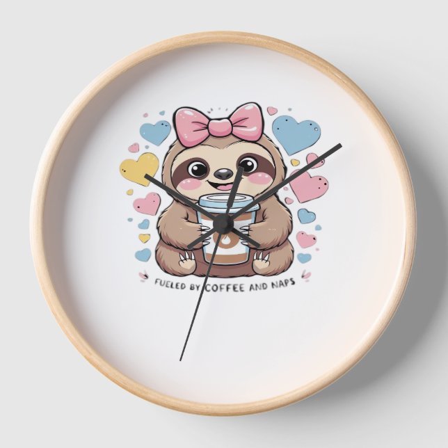 Horloge Jolie chemise de l'amoureux de café Sloth - Drôle  (Recto)