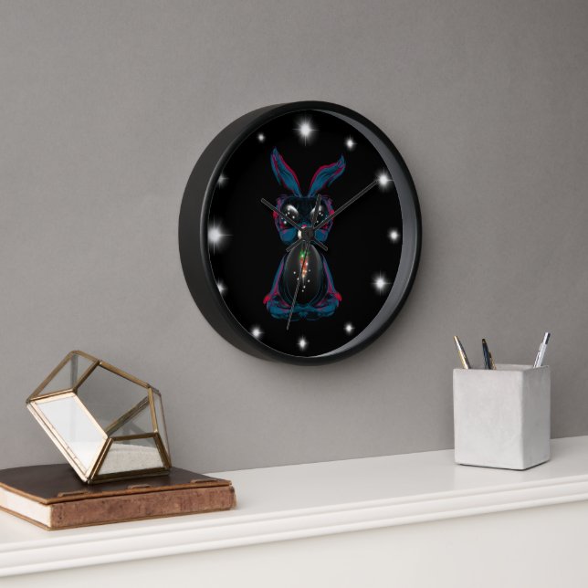 Horloge Jolie Eyes Bunny en méditation Yoga Pose (Bureau)